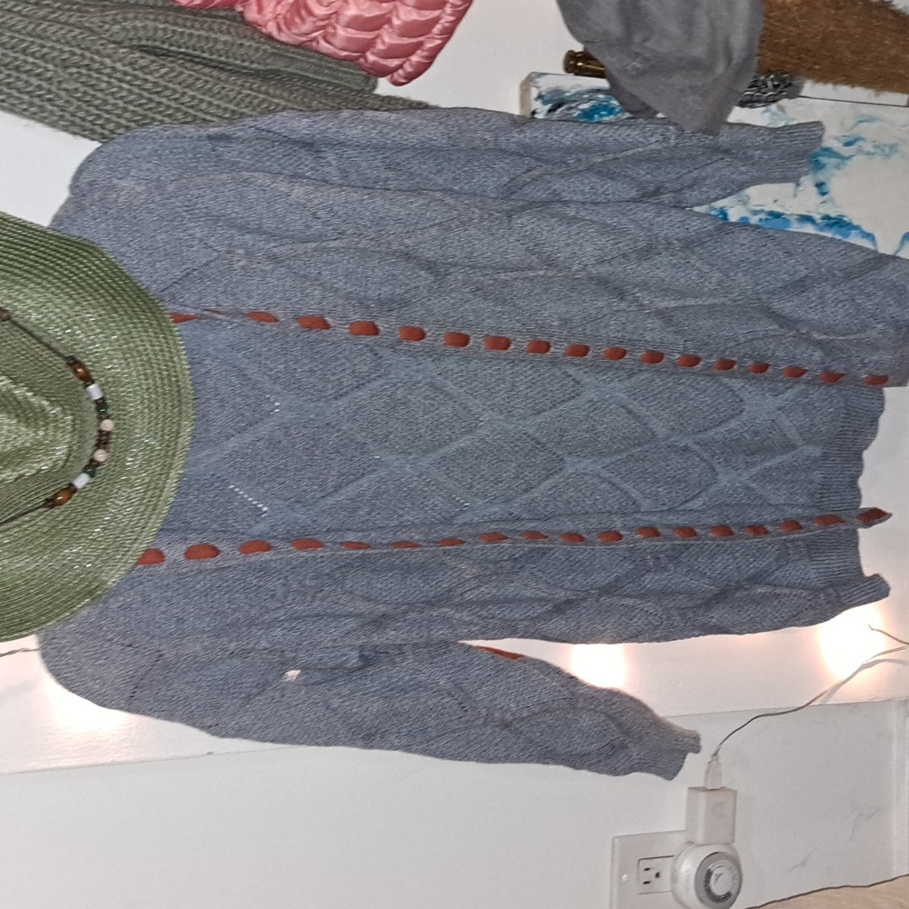 Grey/ Brown Knitted Cardigan With Hood